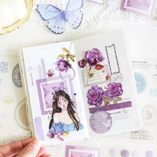 Flower dream lace and message sticker roll set - 4 pcs