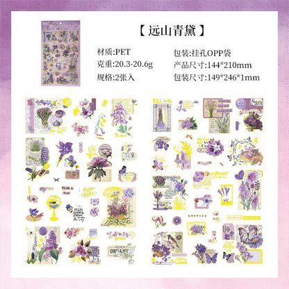 Golden Flower Pictorial Sticker Sheet - 2 Pcs