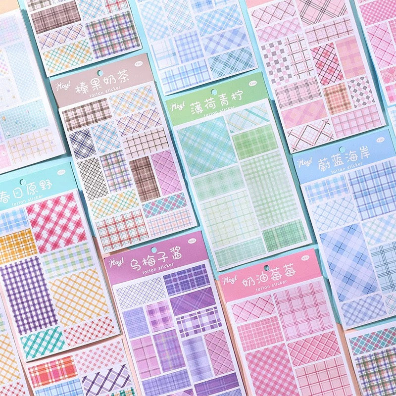 Plaid Checks Decorative Sticker - 4 Pcs