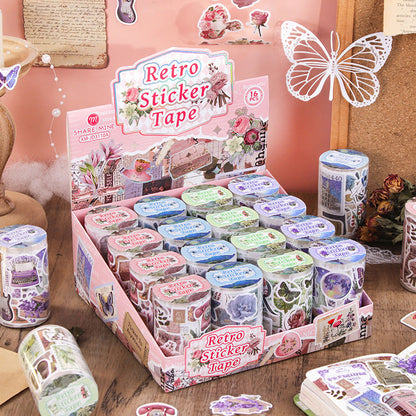 Retro flower Sticker Tape Roll
