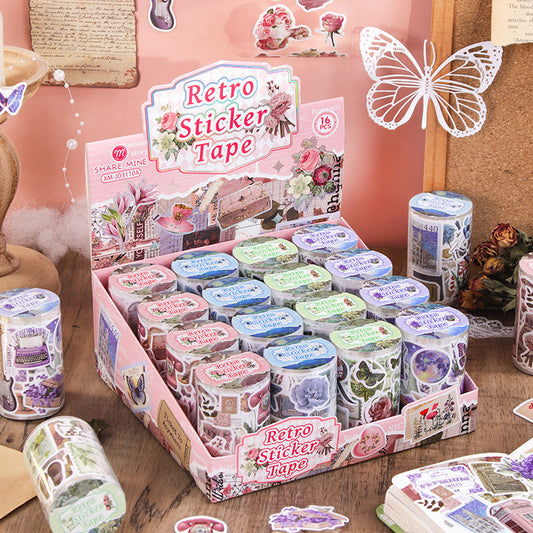 Retro flower Sticker Tape Roll