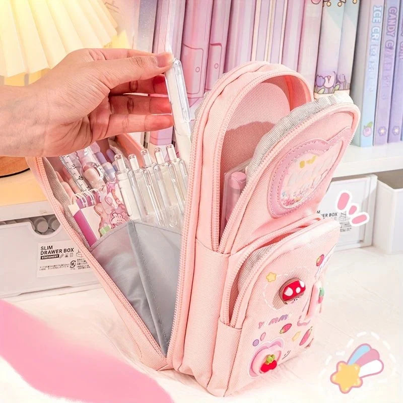 Kawaii charm cute pencil pouch - 3 zip