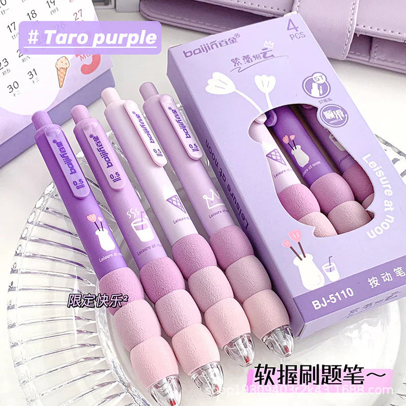 Purple Kawaii  Gel Pen Set- Blue Ink