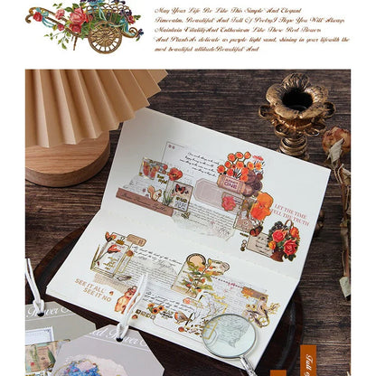 Golden Flower Pictorial Sticker Sheet - 2 Pcs