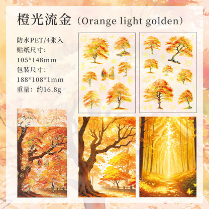 Golden Season Trees Sticker Sheet - 4 Pcs