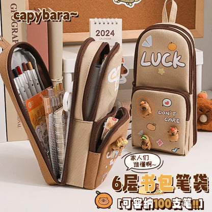 Kawaii Panda cappy beara pencil pouch - 3 zip