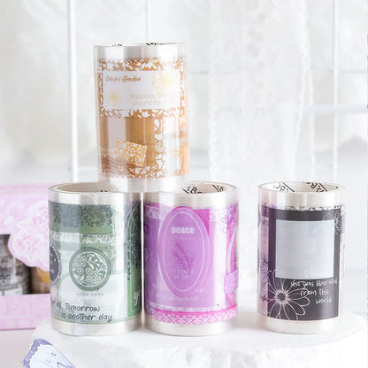 Flower dream lace and message sticker roll set - 4 pcs