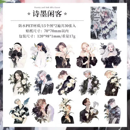 Cute Girly Vintage Sticker - 30 Pcs