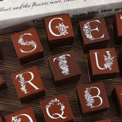 Floral  Wooden Stamp Set