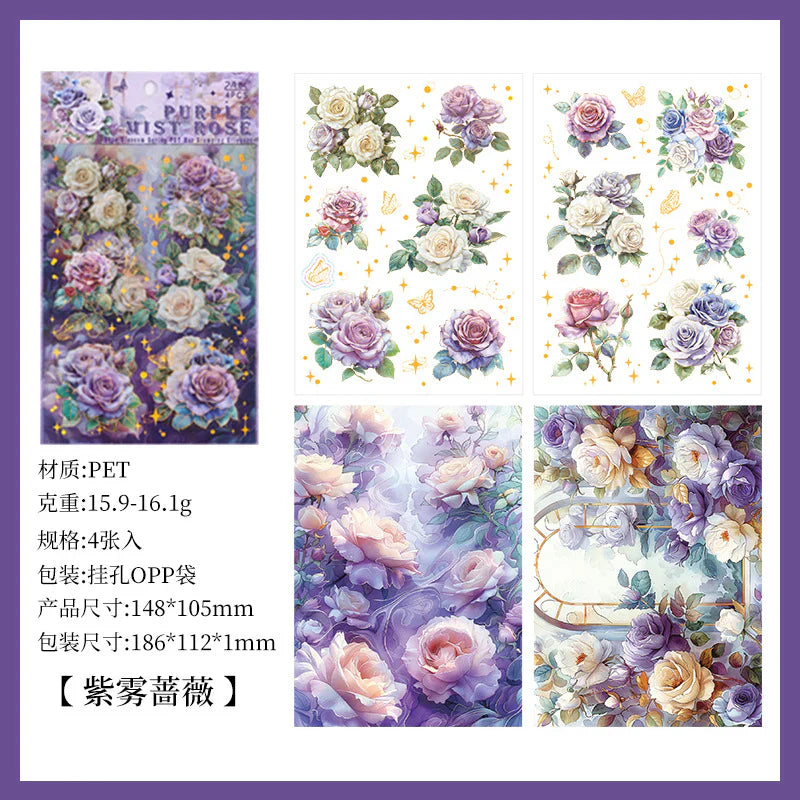 Vintage Rose Sticker - 4 Sheets