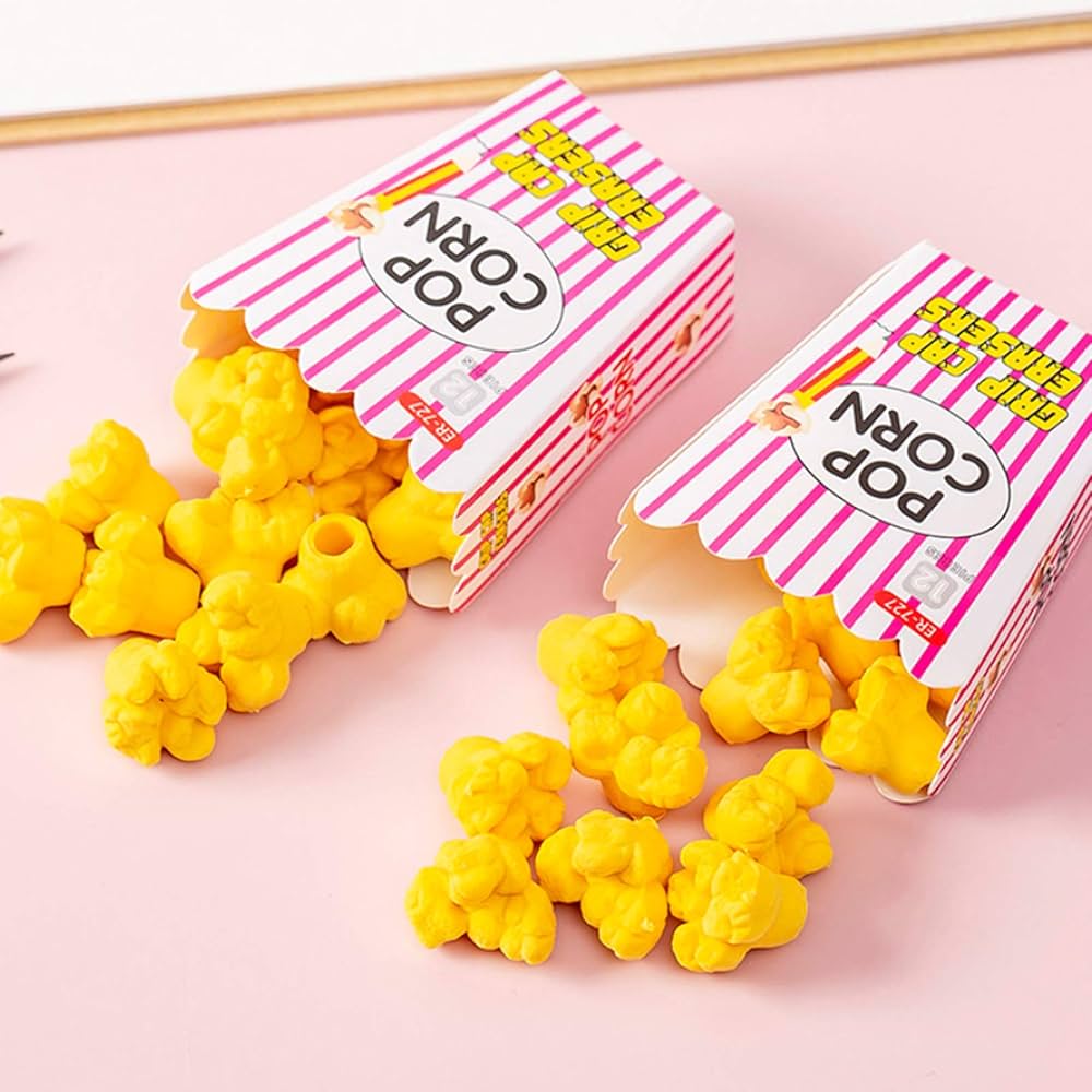 Popcorn Pencil Topper Eraser - 12 Pcs