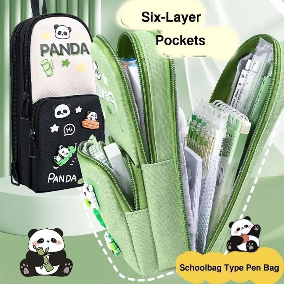 Kawaii Panda cappy beara pencil pouch - 3 zip