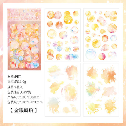 Colorful Bubble Sticker Sheet - 4 Pcs