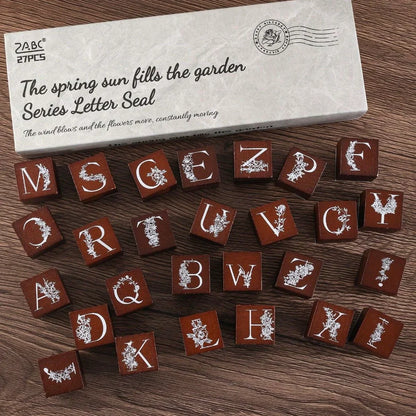Floral  Wooden Stamp Set