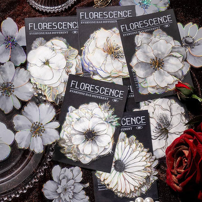 Black and White Golden Flower Cutout Sticker - 20 Pcs