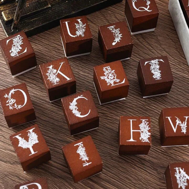 Floral  Wooden Stamp Set