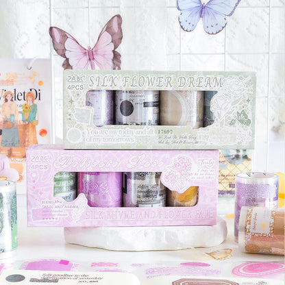 Flower dream lace and message sticker roll set - 4 pcs