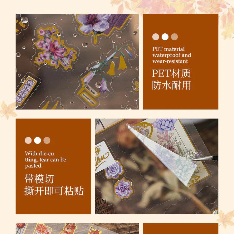 Golden Flower Pictorial Sticker Sheet - 2 Pcs