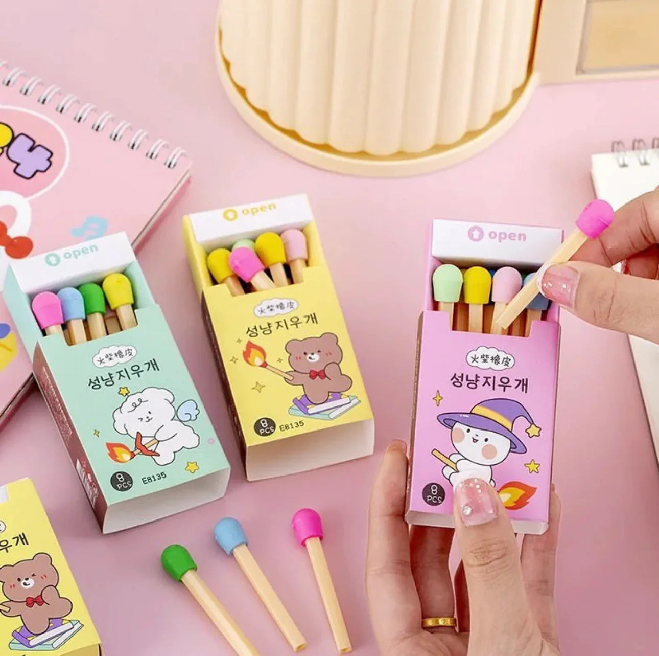 Match stick eraser box