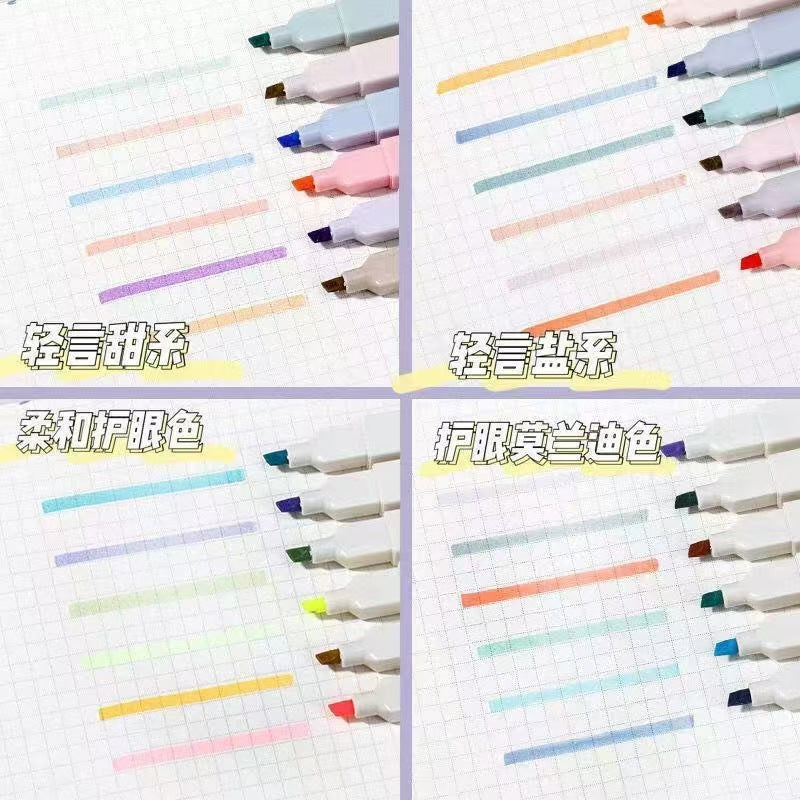 Morandi Pastel Highlighter Set - 6 Pcs