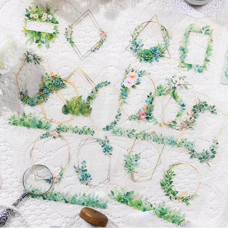 Floral wreath Frames Sticker Sheet - 6 Pcs