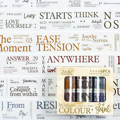 Wordings Journaling Sticker Tape Roll - 6 Pcs