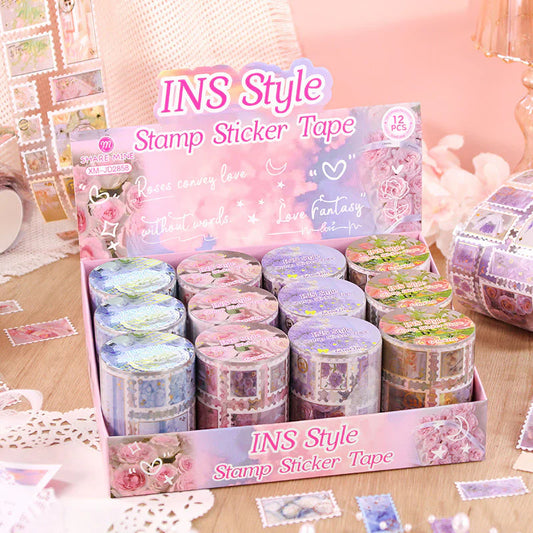 Flower Stamp Sticker Tape Roll
