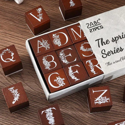 Floral  Wooden Stamp Set