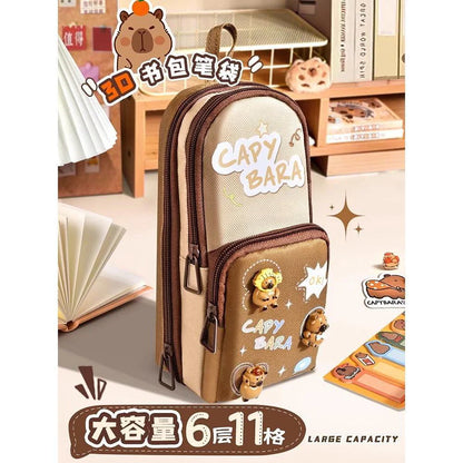 Kawaii Panda cappy beara pencil pouch - 3 zip