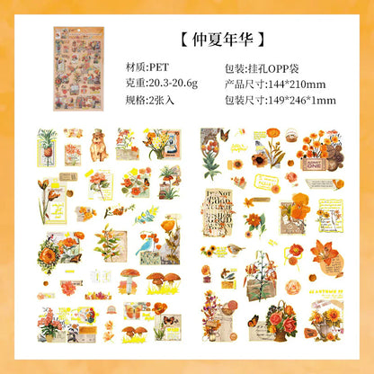 Golden Flower Pictorial Sticker Sheet - 2 Pcs