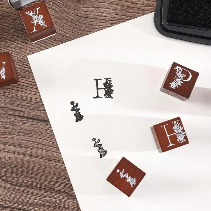 Floral  Wooden Stamp Set