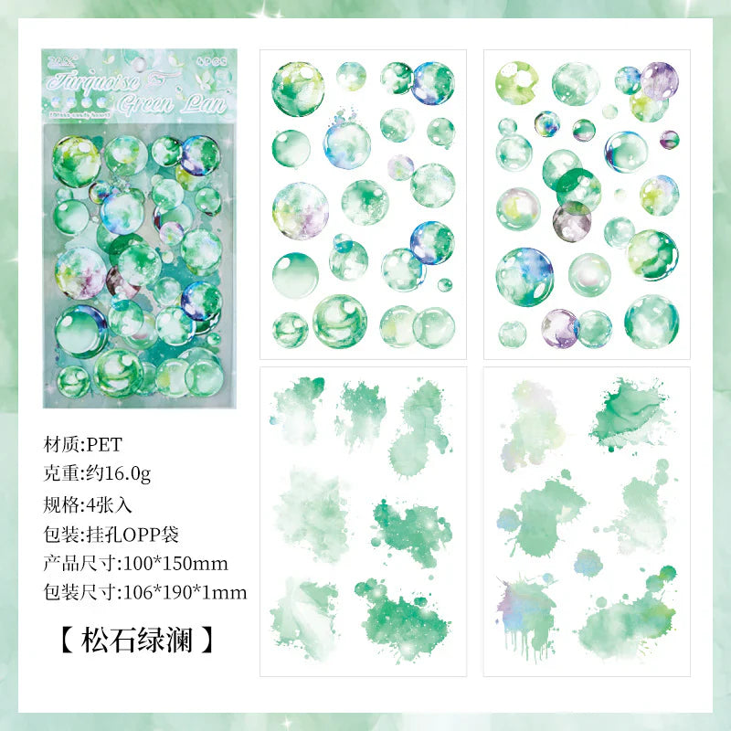 Colorful Bubble Sticker Sheet - 4 Pcs