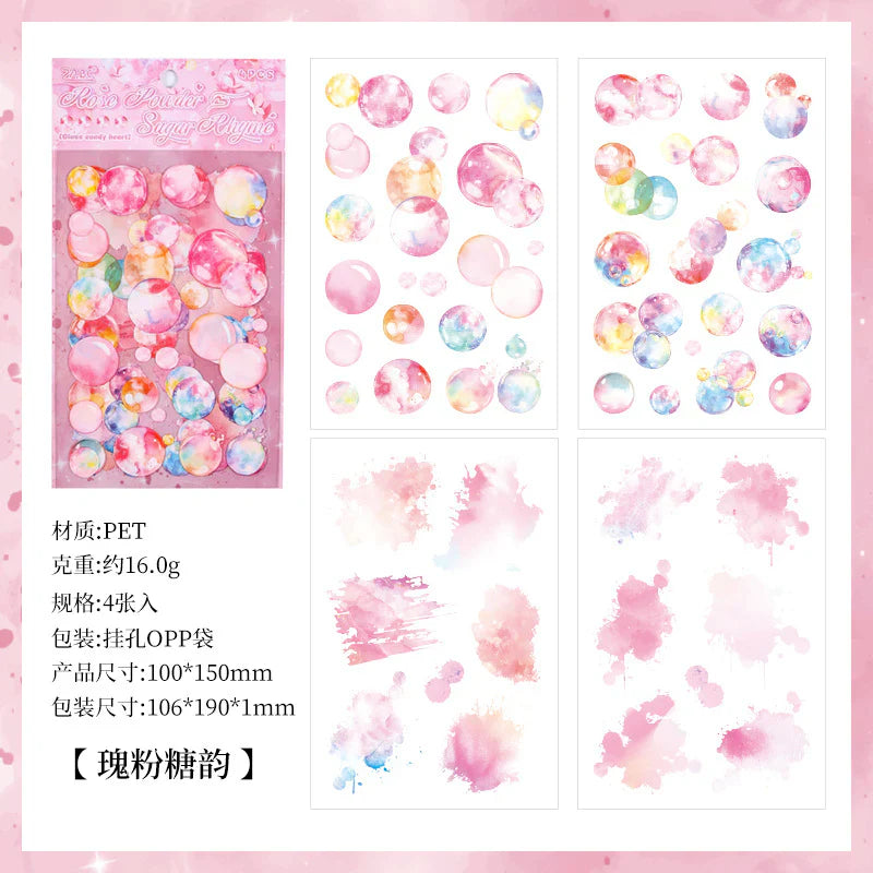 Colorful Bubble Sticker Sheet - 4 Pcs