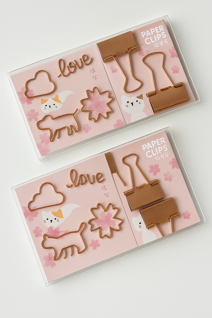 Kawaii cute Paper Clips and binders