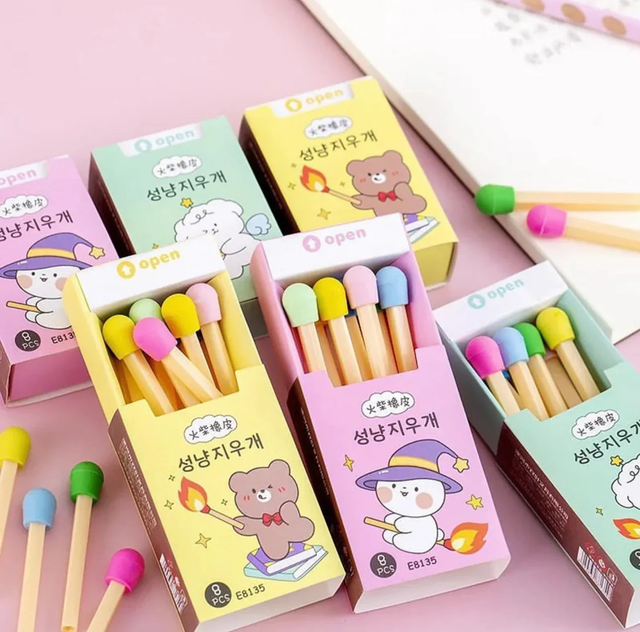 Match stick eraser box