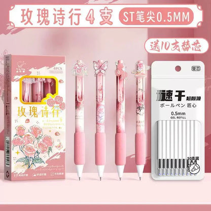 Rose Poetry 4 Pen Set- Black Ink