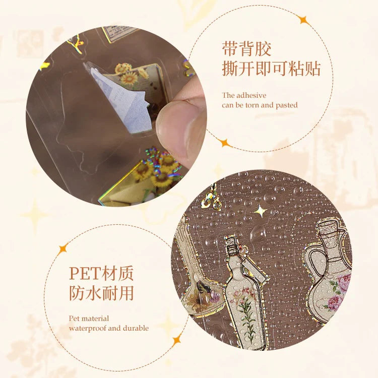 Vintage Material Journaling Sticker Sheet-3 Pcs