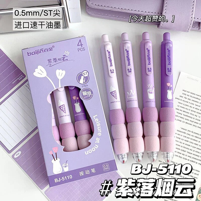 Purple Kawaii  Gel Pen Set- Blue Ink