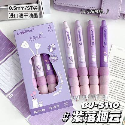 Purple Kawaii  Gel Pen Set- Blue Ink
