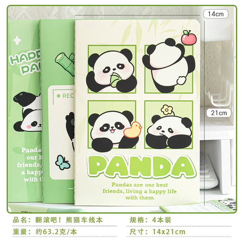 A5 Notebook Panda Theme - 4 Pcs Set