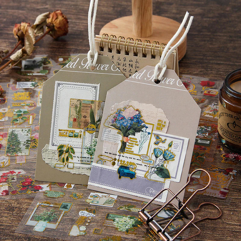 Golden Flower Pictorial Sticker Sheet - 2 Pcs