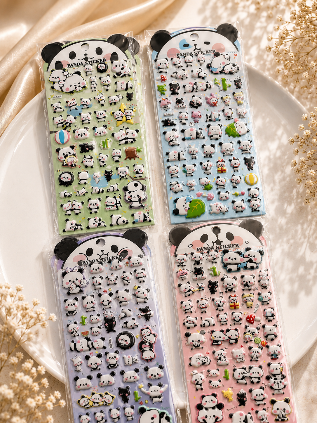 Panda Kawaii Puffy Stickers