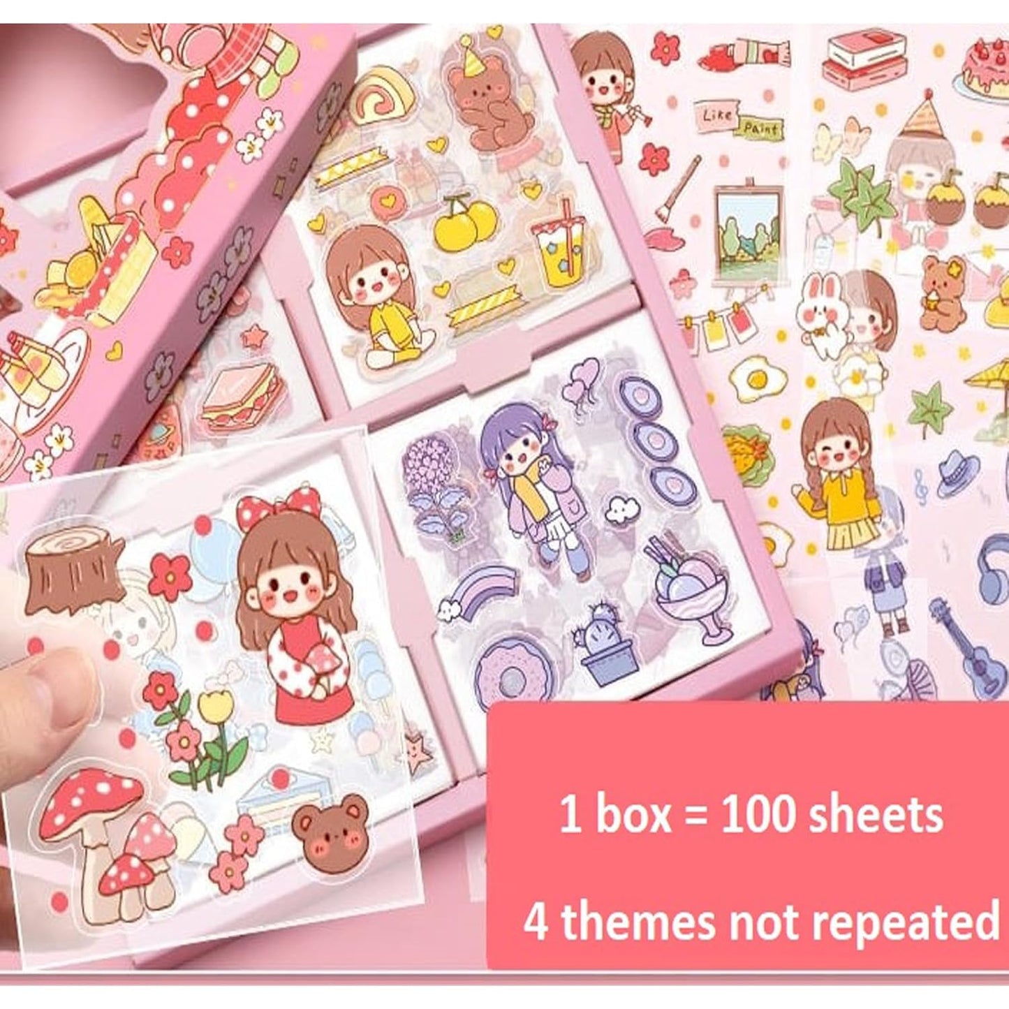Kawaii QT Sticker Box - 100 Pcs