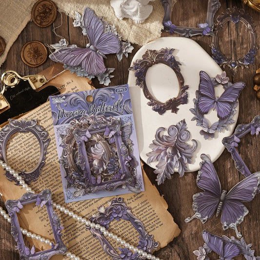 Frames and Flowers Vintage Color Sticker -10 Pcs