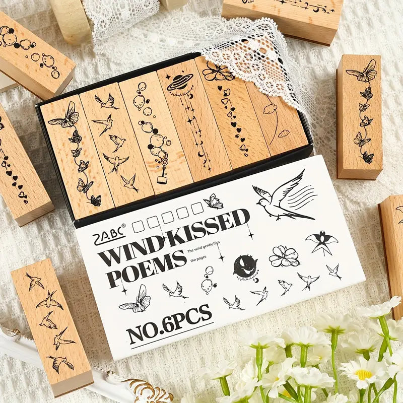 Wind kissed and rain sleep stamp - 6 pcs