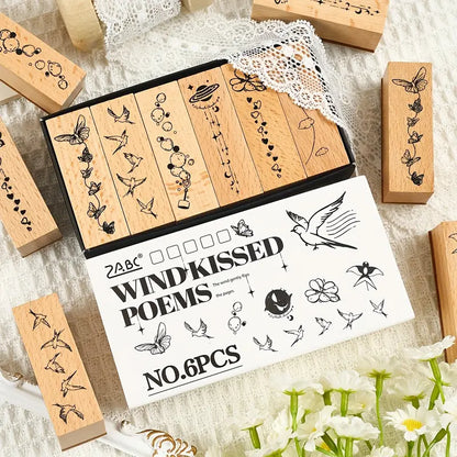 Wind kissed and rain sleep stamp - 6 pcs