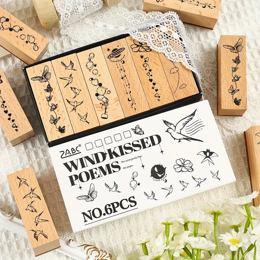 Wind kissed and rain sleep stamp - 6 pcs