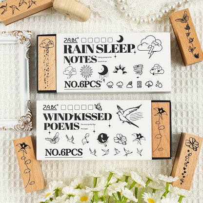 Wind kissed and rain sleep stamp - 6 pcs