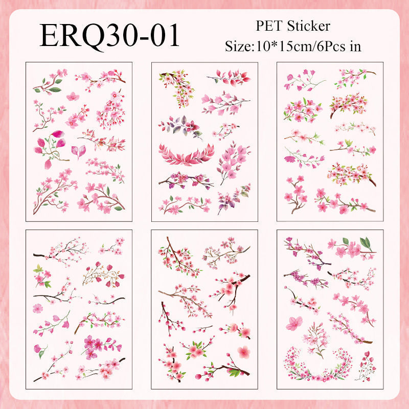 Vintage Leaves Sticker Sheet - 6 Pcs