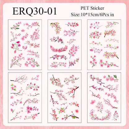 Vintage Leaves Sticker Sheet - 6 Pcs